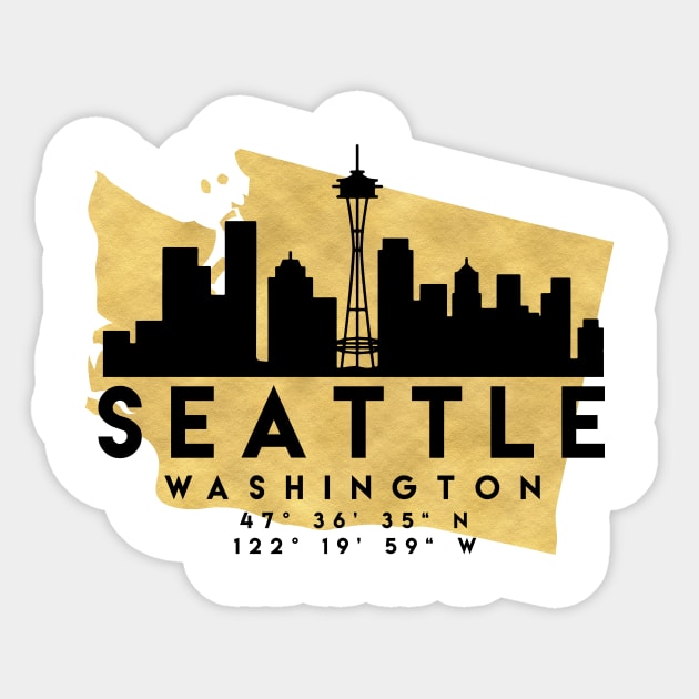 Seattle Washington Skyline Map Art Sticker by deificusArt